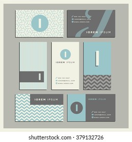 Conjunto de diseños de tarjetas de visita coordinados con la letra i