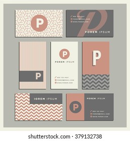 Set of coordinating business card designs with the letter p