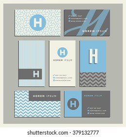 Gruppe der Koordination von Visitenkarten-Designs mit dem Buchstaben h
