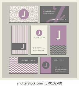 Set of coordinating business card designs with the letter j