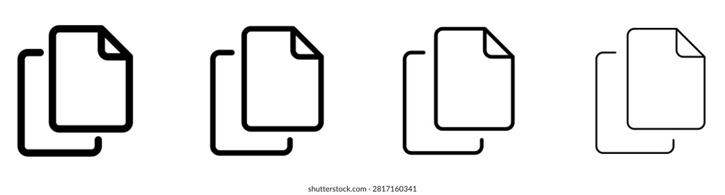 Set of copy or duplicate files icons, symbols for documents, files, multiplicity, data management, and copying. Vector illustration