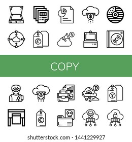 Set of copy icons such as Scanner, Cloud, Printing, Price tag, Document, Cd, Dvd, Editor, Plotter, Documents , copy