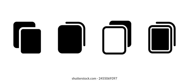 Set of copy and paste vector icons. Duplicate of page or document.