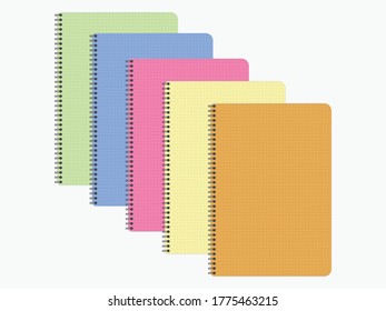 set of copybook, school subjects. back to school. vector illustration