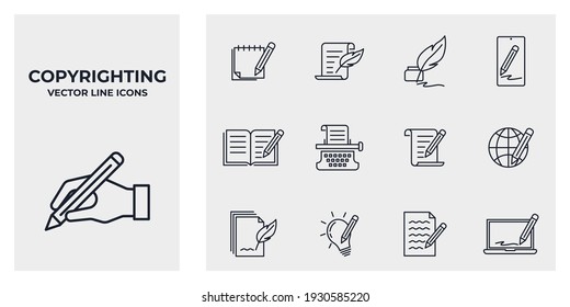 Set of Copyrighting icon. Copyrighting pack symbol template for graphic and web design collection logo vector illustration
