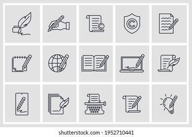 Juego de iconos de derechos de autor. Plantilla de símbolo de paquete de derechos de autor para ilustración vectorial de colección de diseños gráficos y web