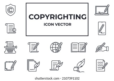 Juego de iconos de derechos de autor. Plantilla de símbolo de paquete de derechos de autor para ilustración vectorial de colección de diseños gráficos y web