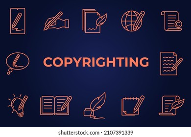 Juego de iconos de derechos de autor. Plantilla de símbolo de paquete de derechos de autor para ilustración vectorial de colección de diseños gráficos y web