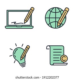 Conjunto de iconos de derechos de autor. plantilla de símbolo de paquete de escritura de copia para ilustración vectorial de colección de diseño gráfico y web
