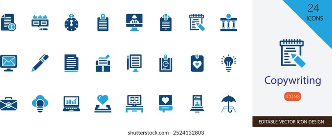 Set of Copywriting colorful filled illustration design