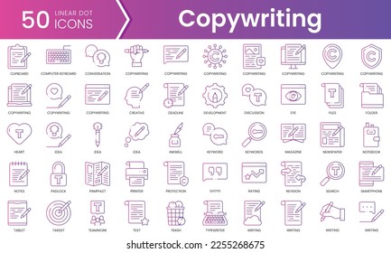 Set of copywriting icons. Gradient style icon bundle. Vector Illustration