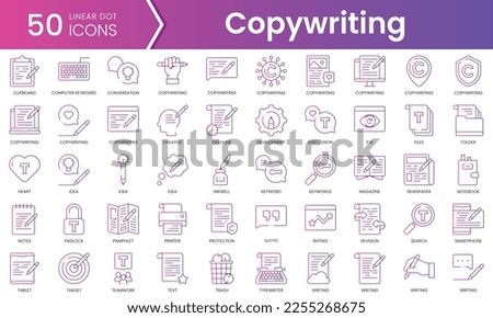Set of copywriting icons. Gradient style icon bundle. Vector Illustration