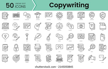 Set of copywriting icons. Line art style icons bundle. vector illustration