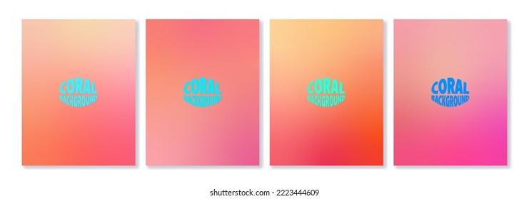 Set of coral gradient backgrounds. For brochures, booklets, catalogues, business cards, social media branding and other projects in the trend colors of 2023. For web and print.