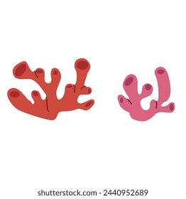 Set of coral on a white background. Vector illustration in flat style.