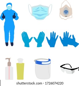 Equipo de protección de Coranavirus. Vector
