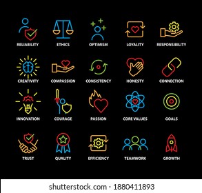 Set Of Core Values icons , vector