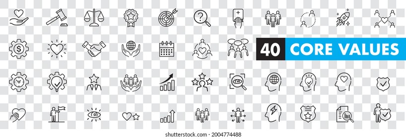 Set of core values icons vector