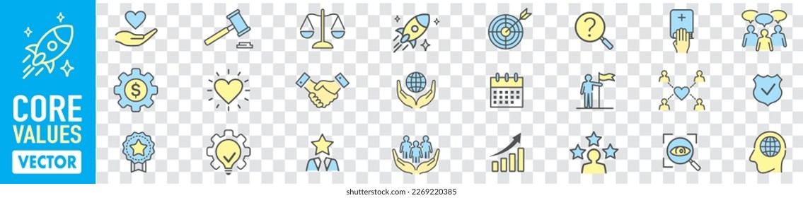 Set of core values icons vector