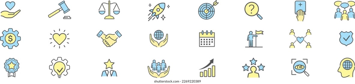 Set of core values icons vector