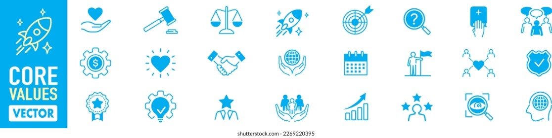 Set of core values icons vector