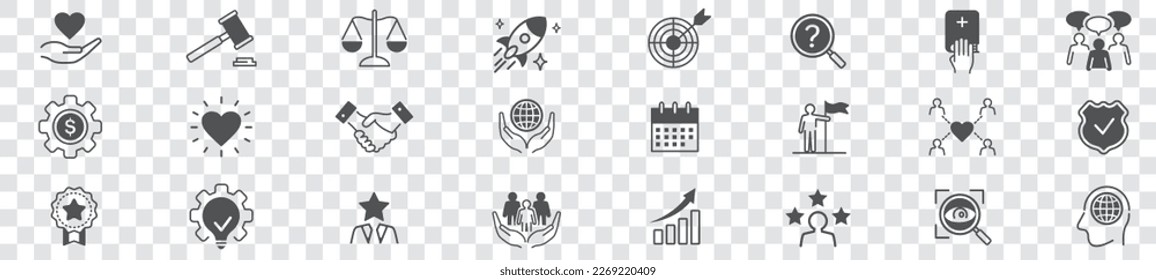 Set of core values icons vector