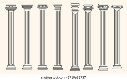 Conjunto de columnas corintias Ilustración vectorial
