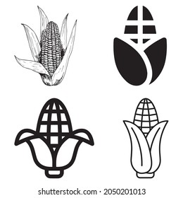 set of corn icon vector, line isolated or logo isolated sign symbol vector, outline and stroke style Collection of high-quality vector illustration,