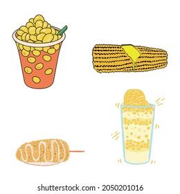 set of corn icon vector, line isolated or logo isolated sign symbol vector, outline and stroke style Collection of high-quality vector illustration,