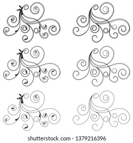 Set of corner and border floral design elements for patterns, templates or backgrounds, vector illustration