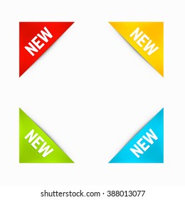 Set of Corner New Labels in Different Colors. Corner banners. Vector.