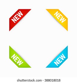 Set of Corner New Ribbons in Different Colors. Corner banners. Vector.