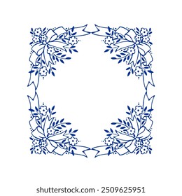 set corner ornament blue square vector element