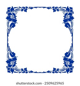 Conjunto de elemento de Vector cuadrado azul de ornamento de esquina