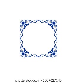 Conjunto de Elementos de Vector cuadrado azul de ornamento de esquina Elemento