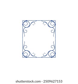 set corner ornament blue square vector elements element