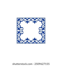 set corner ornament blue square vector elements element