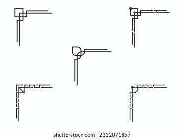 set of corner ornament line art pattern design