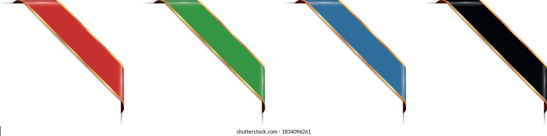conjunto de banner de cinta de esquina con marcos dorados sobre fondo blanco