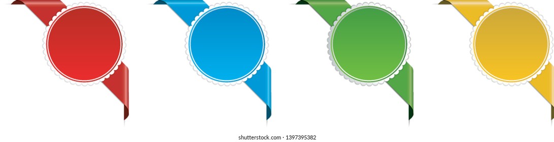 set of corner ribbon banners isolated on white background
