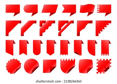 Set of corner ribbons, badges, folded labels and banners
