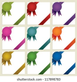 set of corner ribbons with rosettes, nine variations