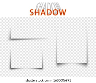 A set of corner shadows for sheets of paper, banners, and posters. Dark vector transparent overlay templates.