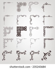 Set of corners, decorative elements for design 