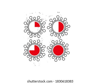 set Corona Alarm Clock Flat Icon on white background in vector illustration