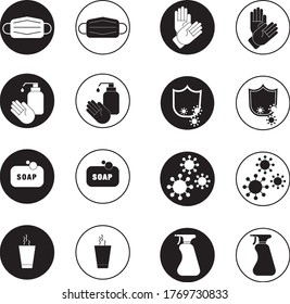 set of corona (covid 19) protection and hygiene icons 