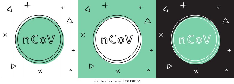 Set Corona virus 2019-nCoV icon isolated on white and green, black background. Bacteria and germs, cell cancer, microbe, fungi.  Vector Illustration