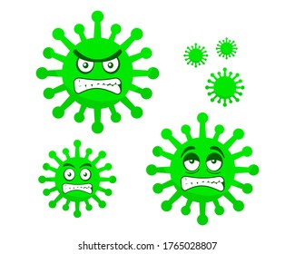 Set of corona virus icons. Illustration of corona virus cartoon with expressions. Flat Design, Editable. Vector Illustration EPS 10