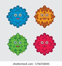 Set Of Corona Virus Vector Character