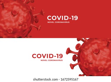 Set of Coronavirus COVID-19 3d clean modern banner illustration template vector with copy space